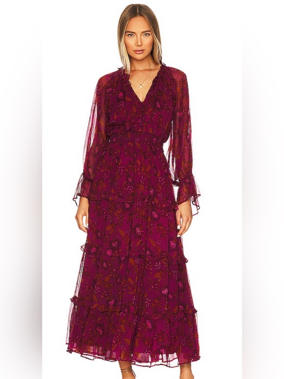 Cleobella Willow Midi Dress in Botanical Floral Print Size Large